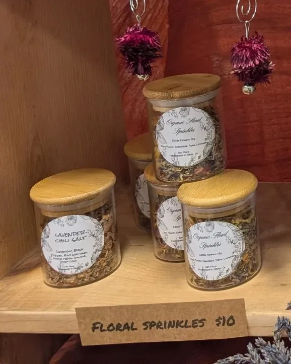 Organic Floral Sprinkles jars with bamboo lids
